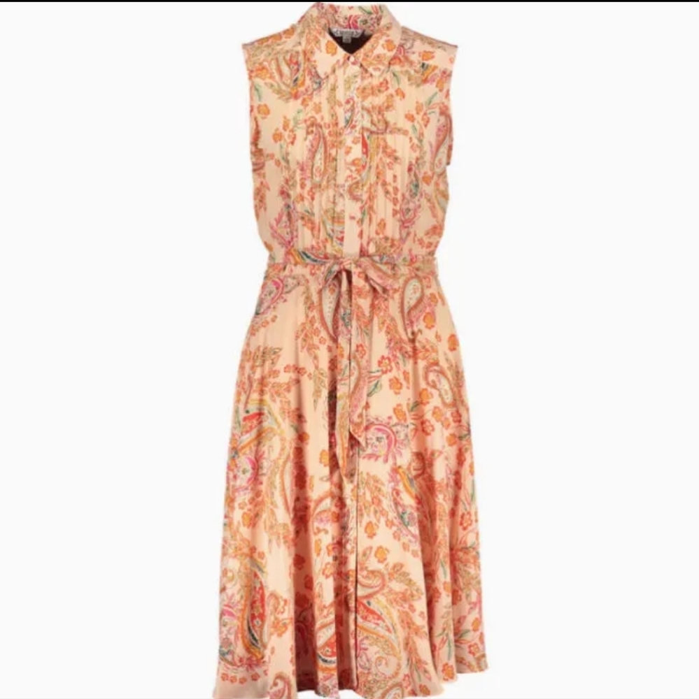 Nanette lepore yellow peach Paisley Dress